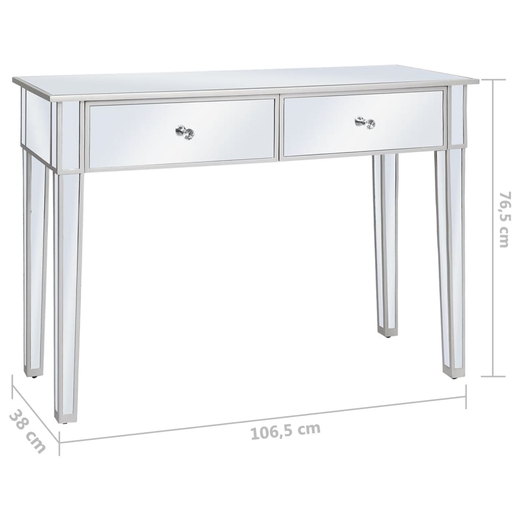 vidaXL Mirrored Console Table MDF and Glass 106.5x38x76.5 cm