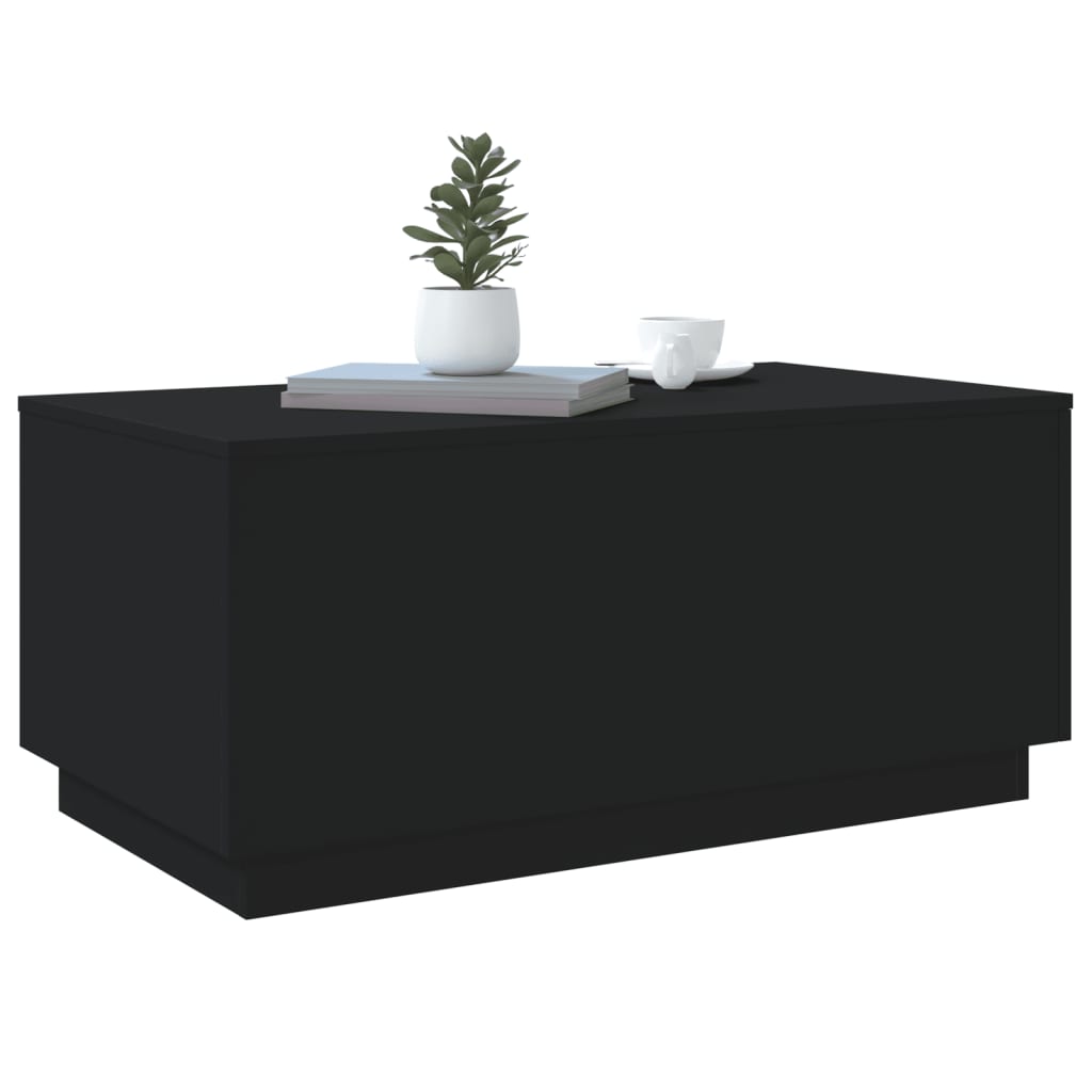vidaXL Coffee Table with LED Lights Black 90x50x40 cm