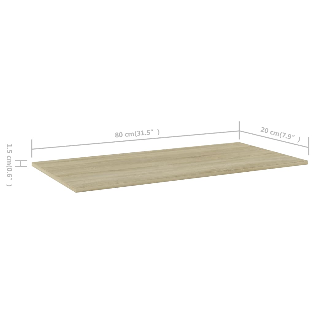 vidaXL Bookshelf Boards 8 pcs Sonoma Oak 80x20x1.5 cm Engineered Wood