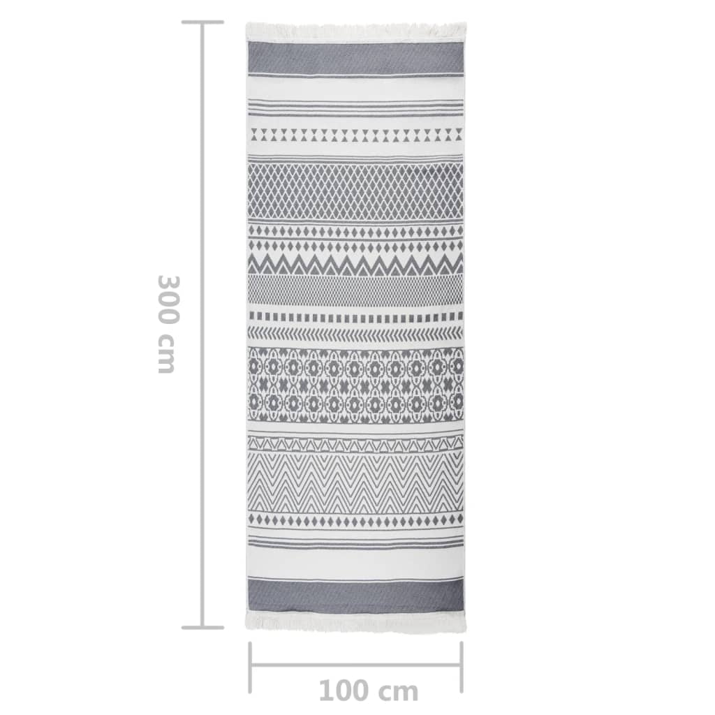 vidaXL Rug Grey and White 100x300 cm Cotton