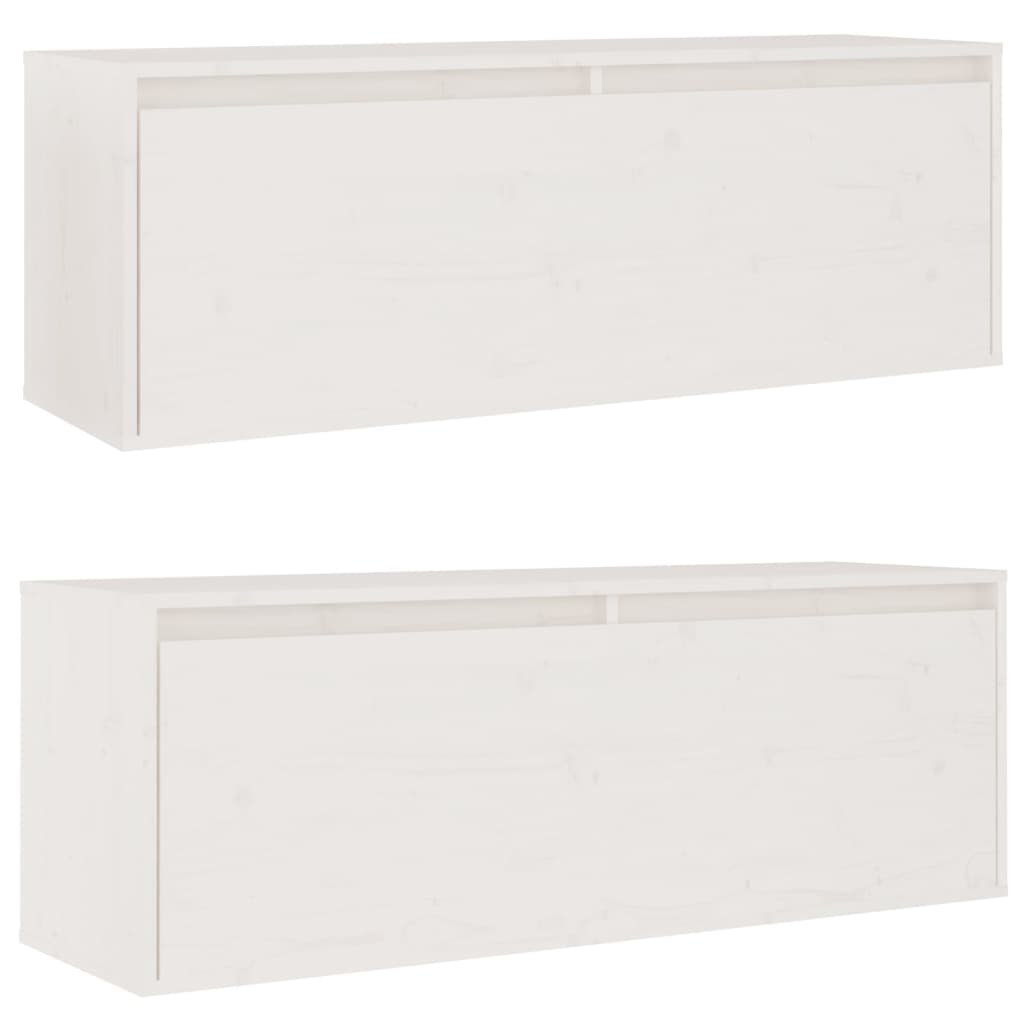 vidaXL Wall Cabinets 2 pcs White 100x30x35 cm Solid Wood Pine