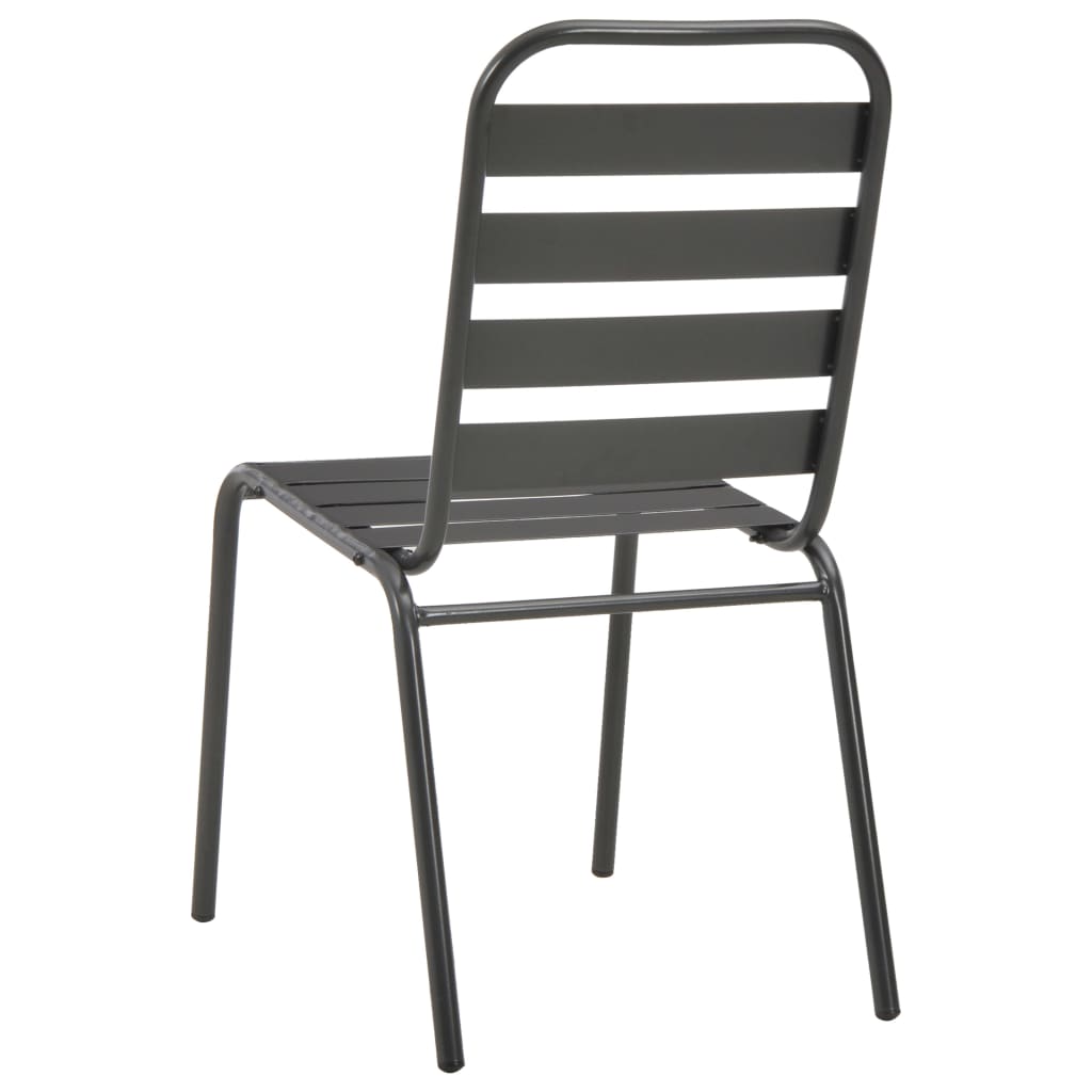 vidaXL Stackable Outdoor Chairs 2 pcs Steel Grey