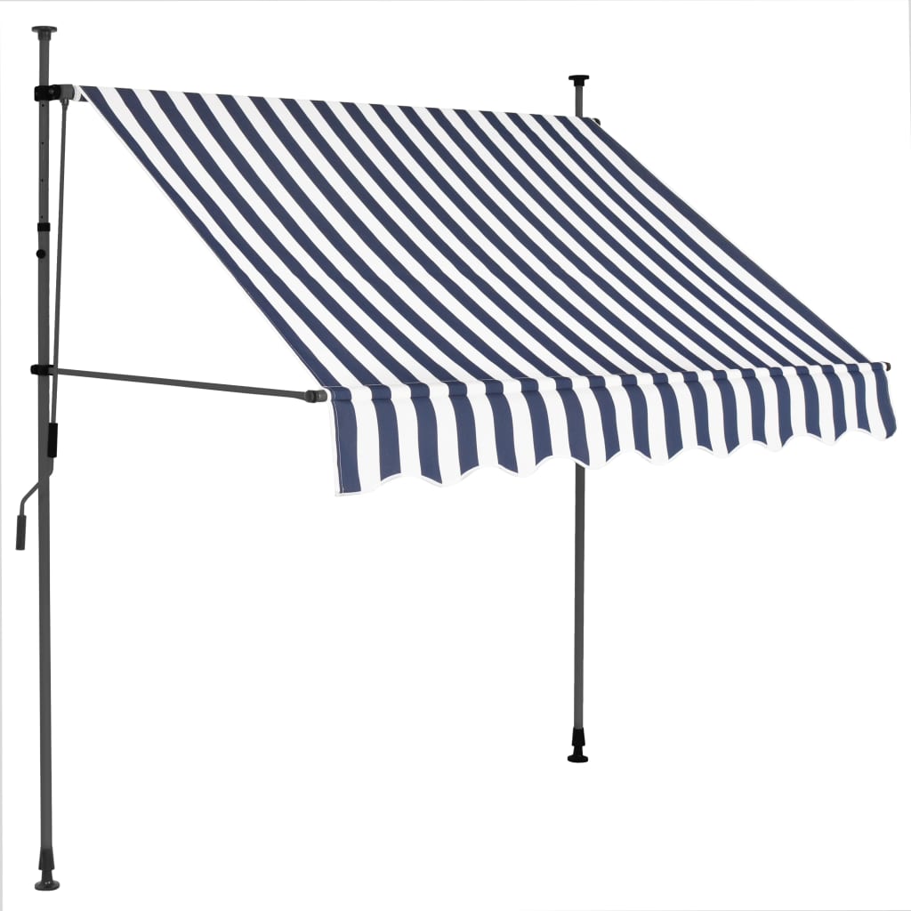 vidaXL Manual Retractable Awning with LED 100 cm Blue and White