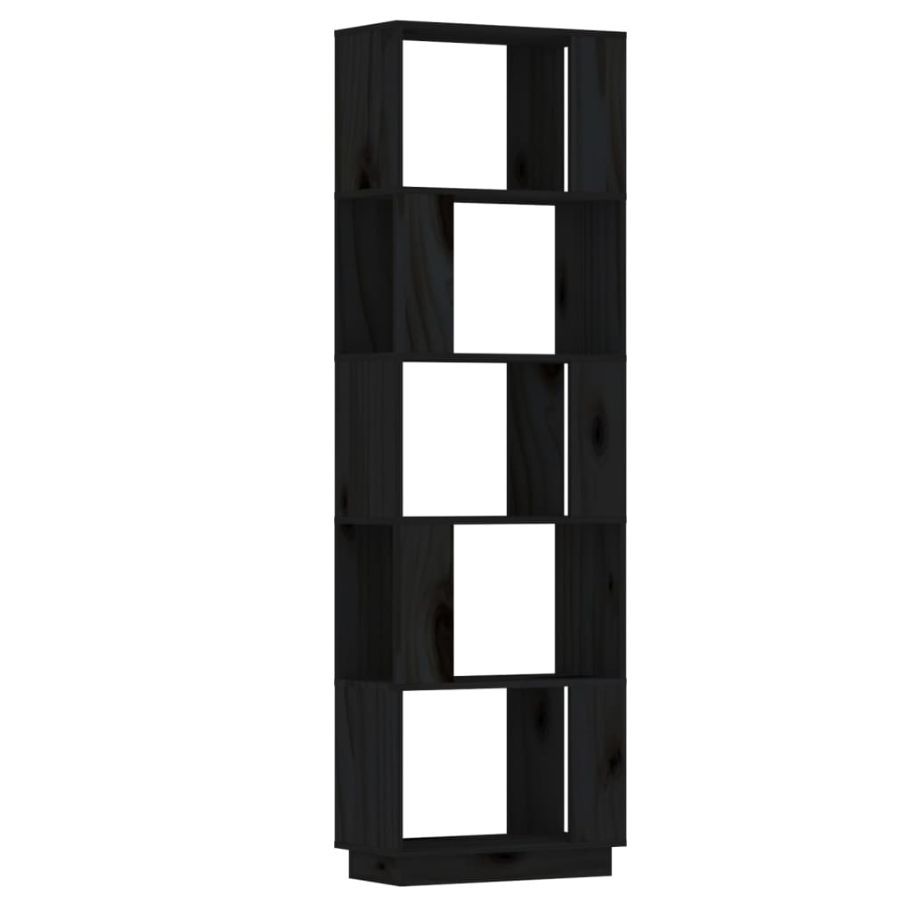 vidaXL Book Cabinet/Room Divider Black 51x25x163.5 cm Solid Wood Pine