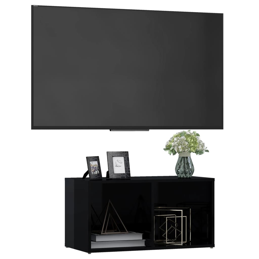 vidaXL TV Cabinet High Gloss Black 72x35x36.5 cm Engineered Wood