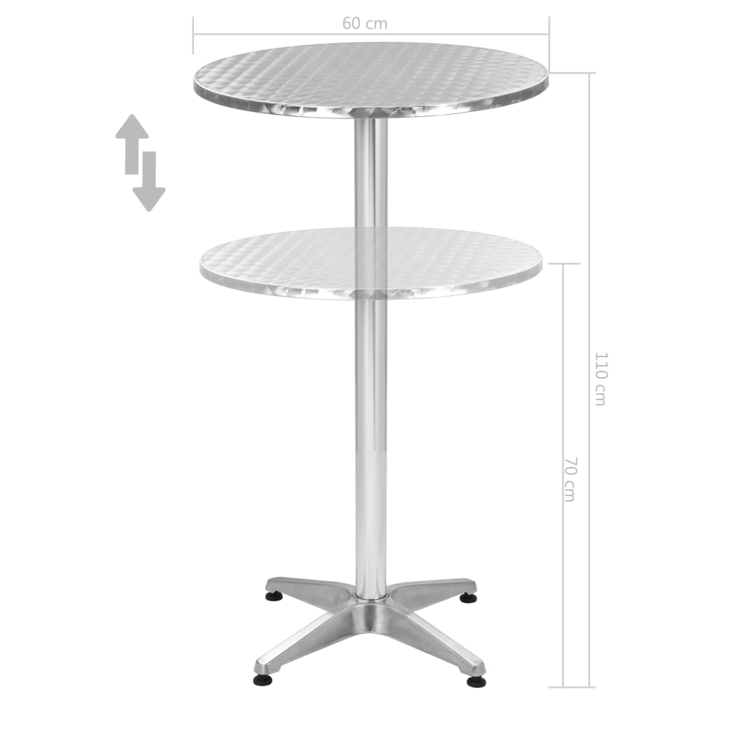 vidaXL Folding Garden Silver Table 60x(70-110) cm Aluminium