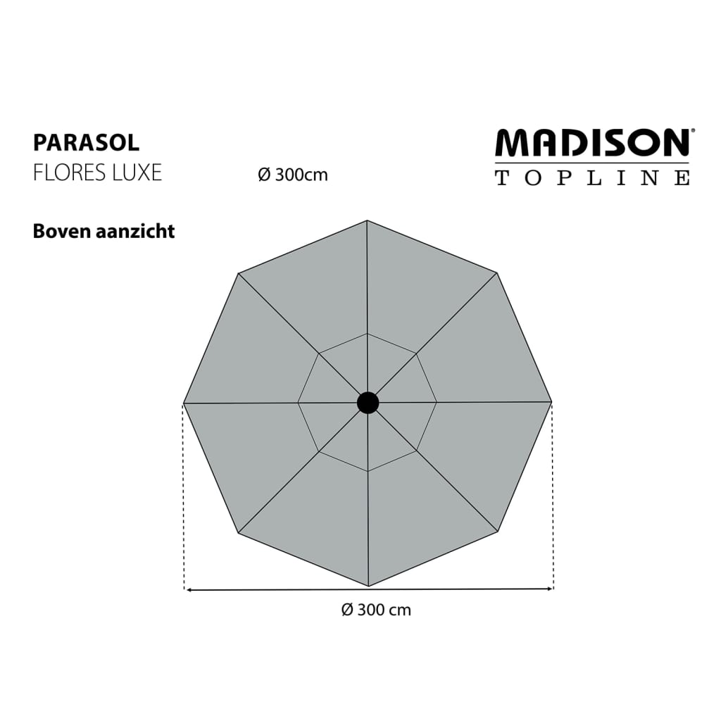 Madison Parasol Flores Luxe 300 cm Round Ecru