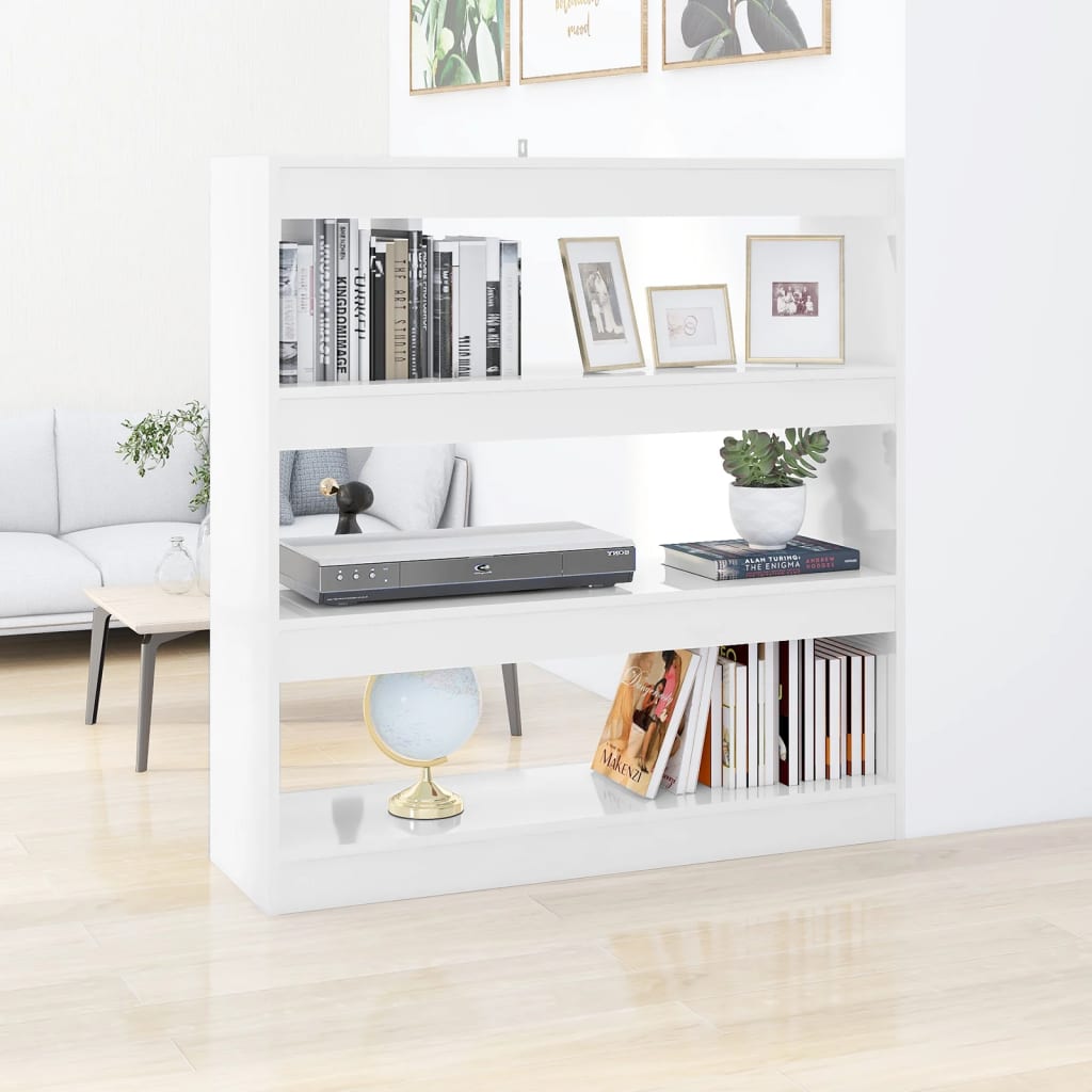 vidaXL Book Cabinet/Room Divider High Gloss White 100x30x103 cm