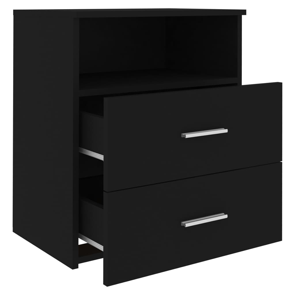 vidaXL Bed Cabinets 2 pcs Black 50x32x60 cm