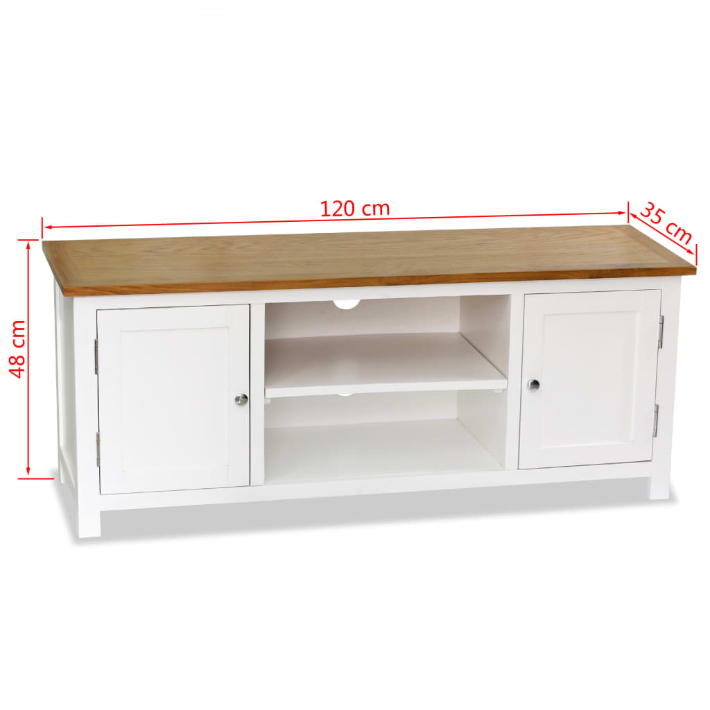 vidaXL TV Cabinet 120x35x48 cm Solid Oak Wood