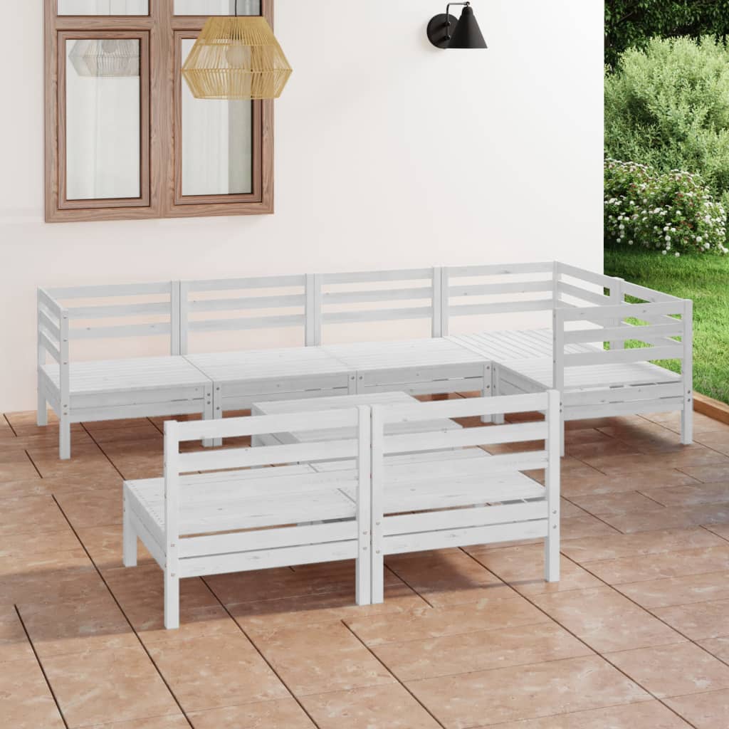 vidaXL 8 Piece Garden Lounge Set Solid Pinewood White