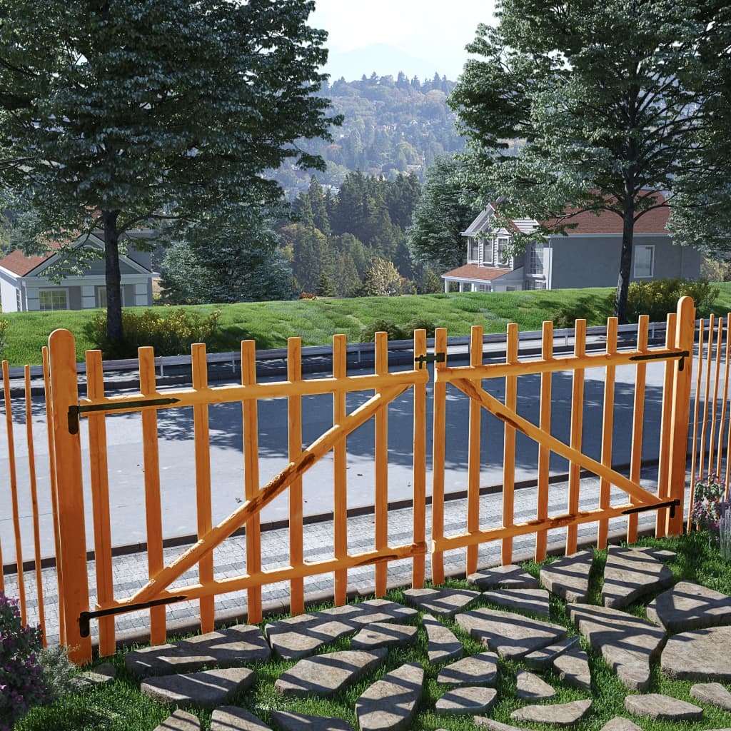 vidaXL Double Fence Gate Impregnated Hazel Wood 300x120 cm