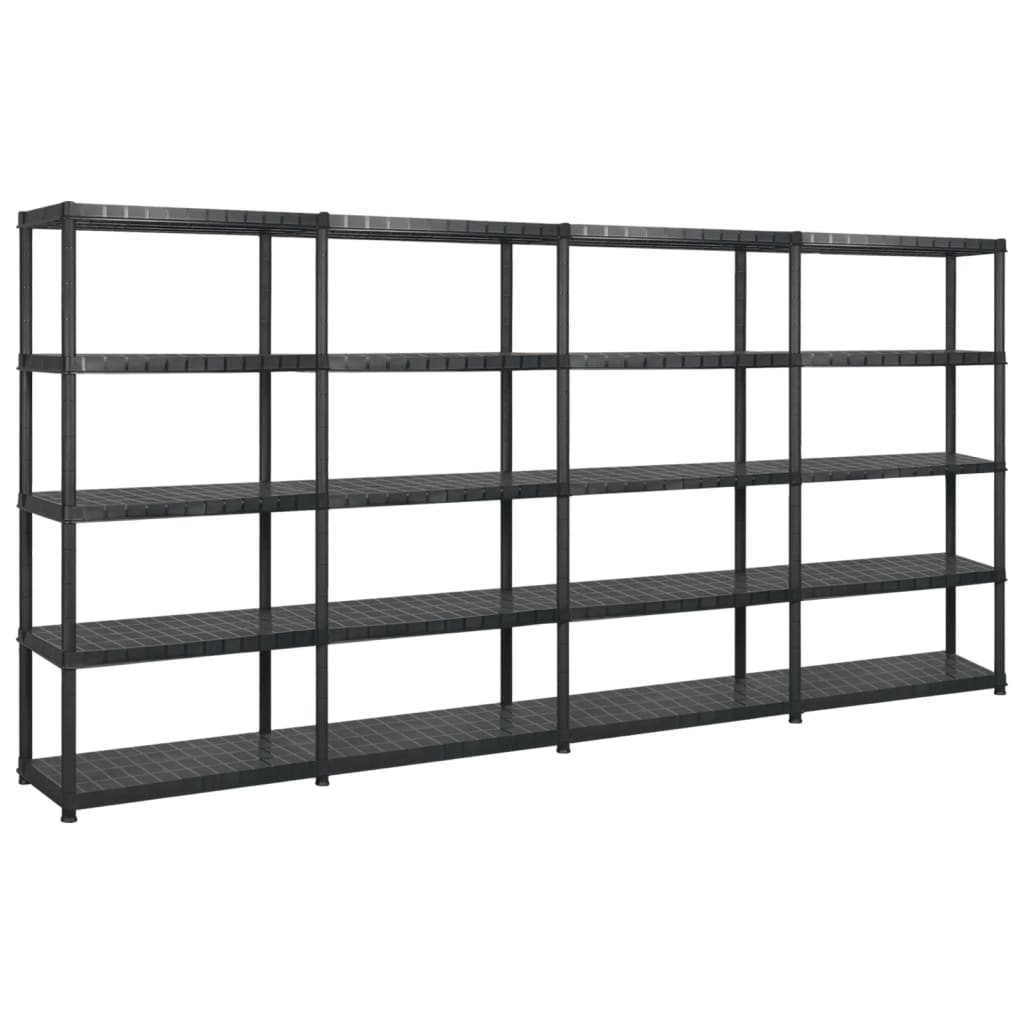 vidaXL Storage Shelf 5-Tier Black 340x40x185 cm Plastic