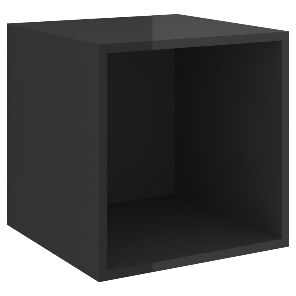 vidaXL Wall Cabinets 4 pcs High Gloss Black 37x37x37 cm Chipboard