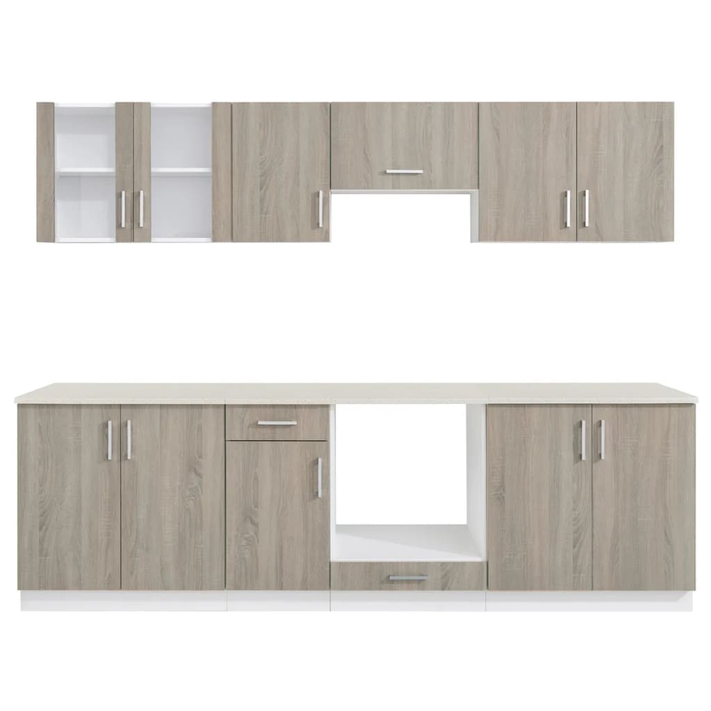 vidaXL Kitchen Cabinet Unit 8 Pieces Oak Look