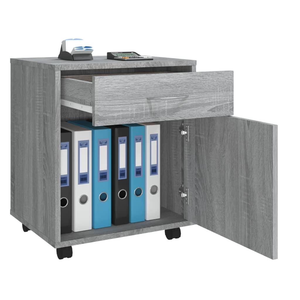 vidaXL Rolling Cabinet Grey Sonoma 45x38x54 cm Engineered Wood