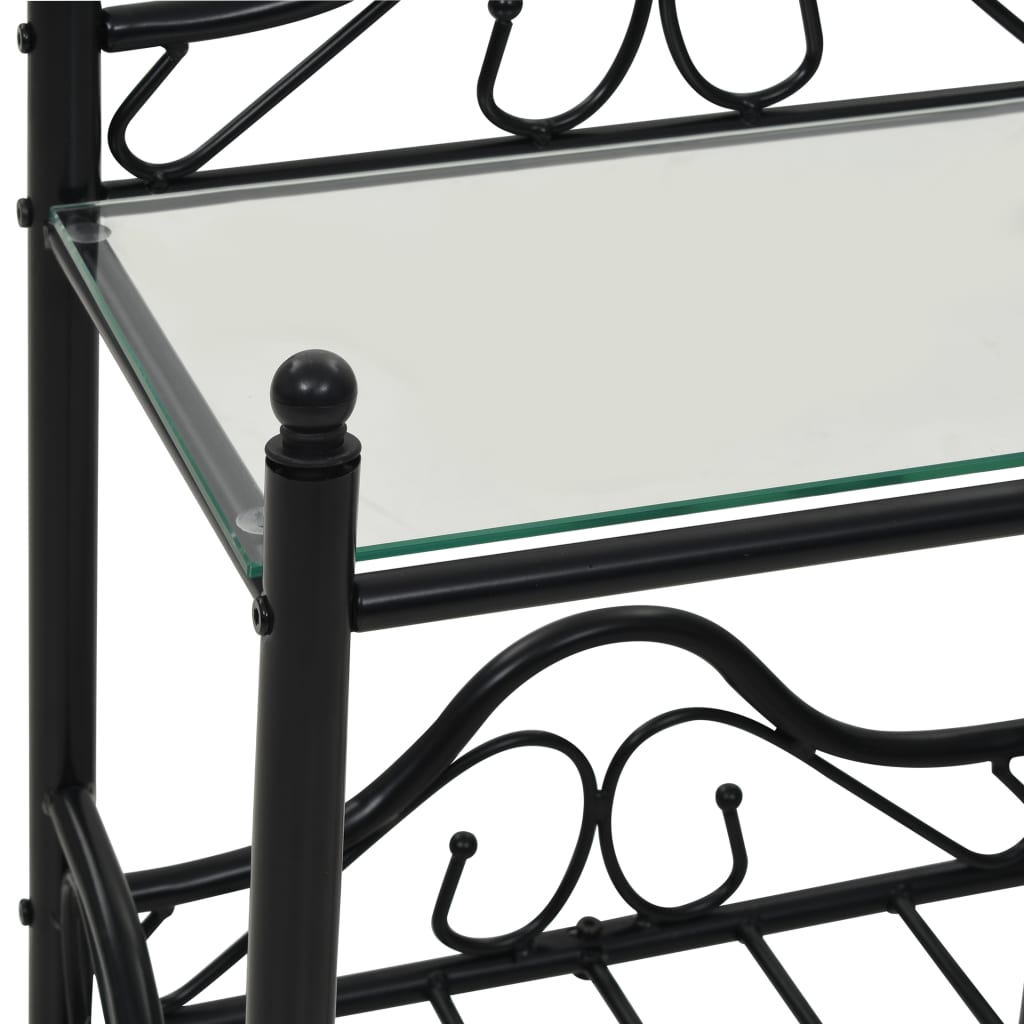 vidaXL Bedside Tables 2pcs Steel and Tempered Glass 45x30.5x60cm Black