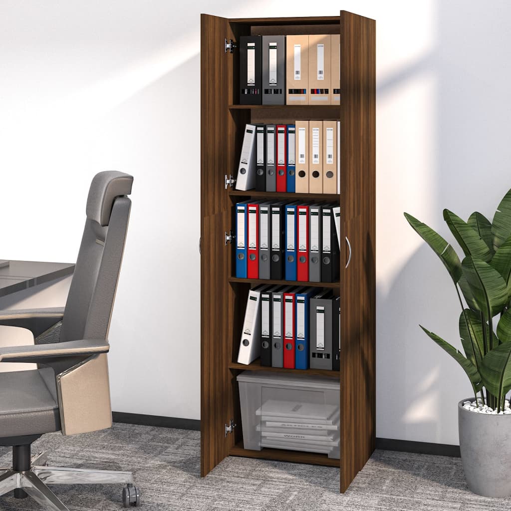 vidaXL Office Cabinet Brown Oak 60x32x190 cm Engineered Wood