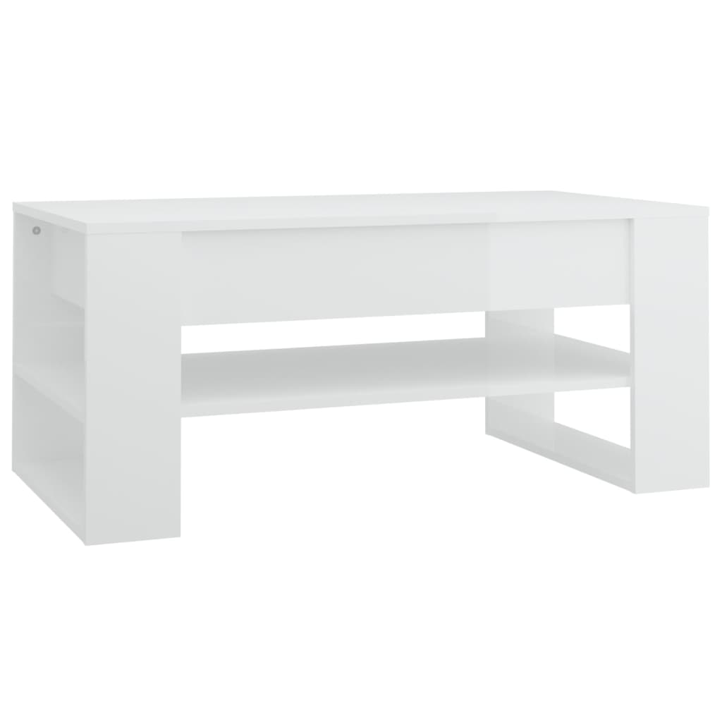vidaXL Coffee Table High Gloss White 102x55x45 cm Engineered Wood