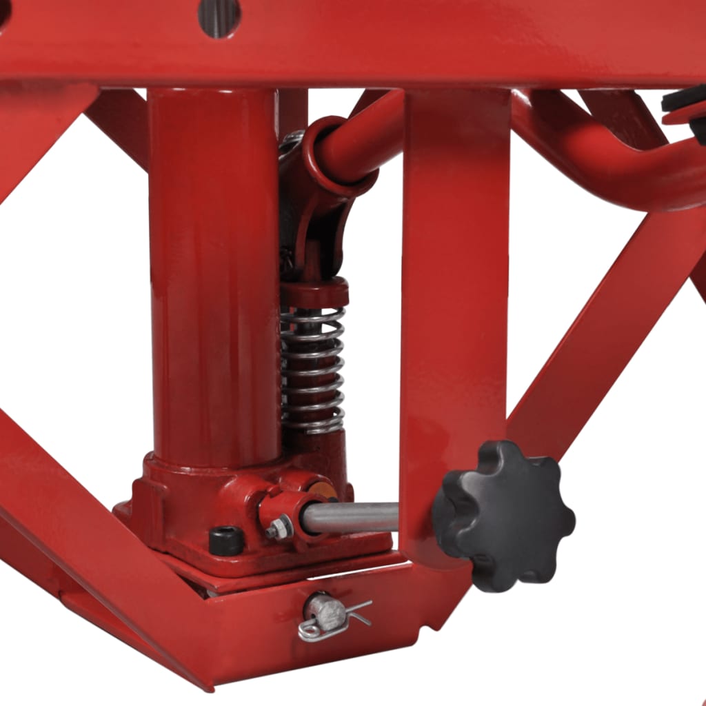 Red Motorcycle Lift 150 kg with Foot Pad, Locking Bar, Release Valve