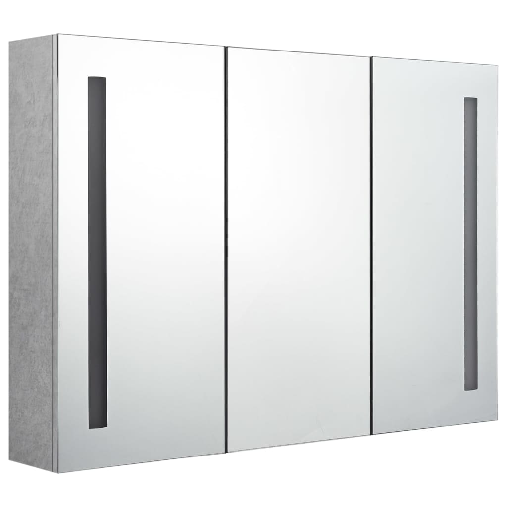 vidaXL LED Bathroom Mirror Cabinet Concrete Grey 89x14x62 cm