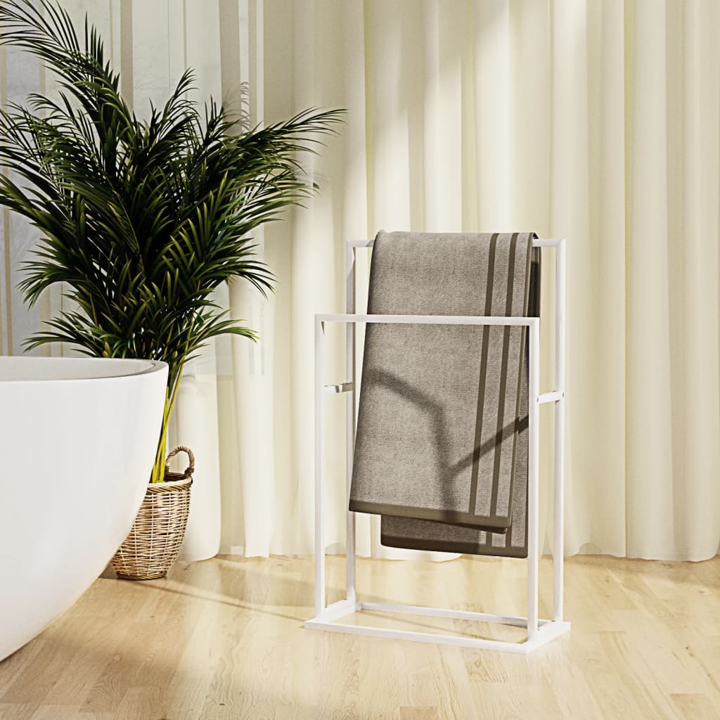 vidaXL Freestanding Towel Rack White 48x24x78.5 cm Iron