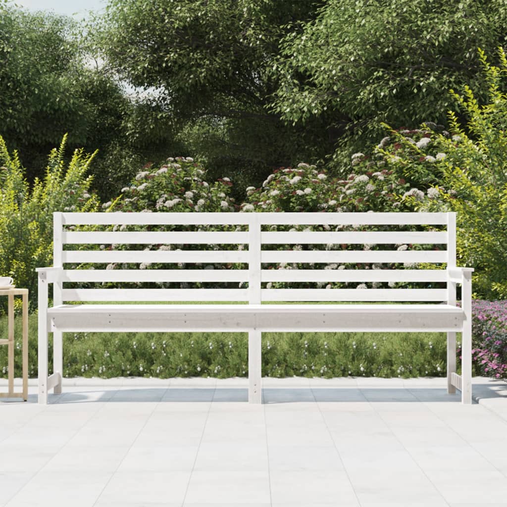 vidaXL Garden Bench White 203.5x48x91.5 cm Solid Wood Pine