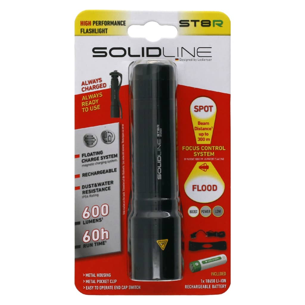SOLIDLINE Rechargeable Torch ST8R with Clip 600 lm