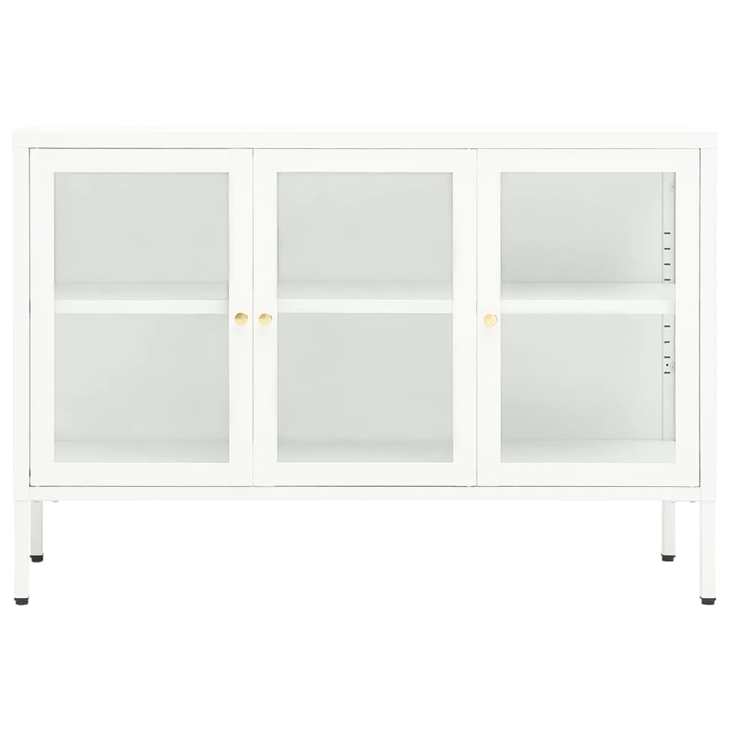 vidaXL Sideboard White 105x35x70 cm Steel and Glass