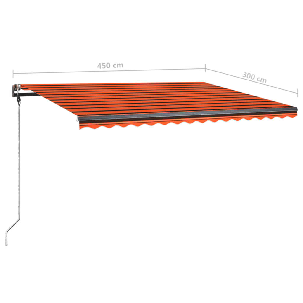 vidaXL Manual Retractable Awning with LED 450x300 cm Orange and Brown