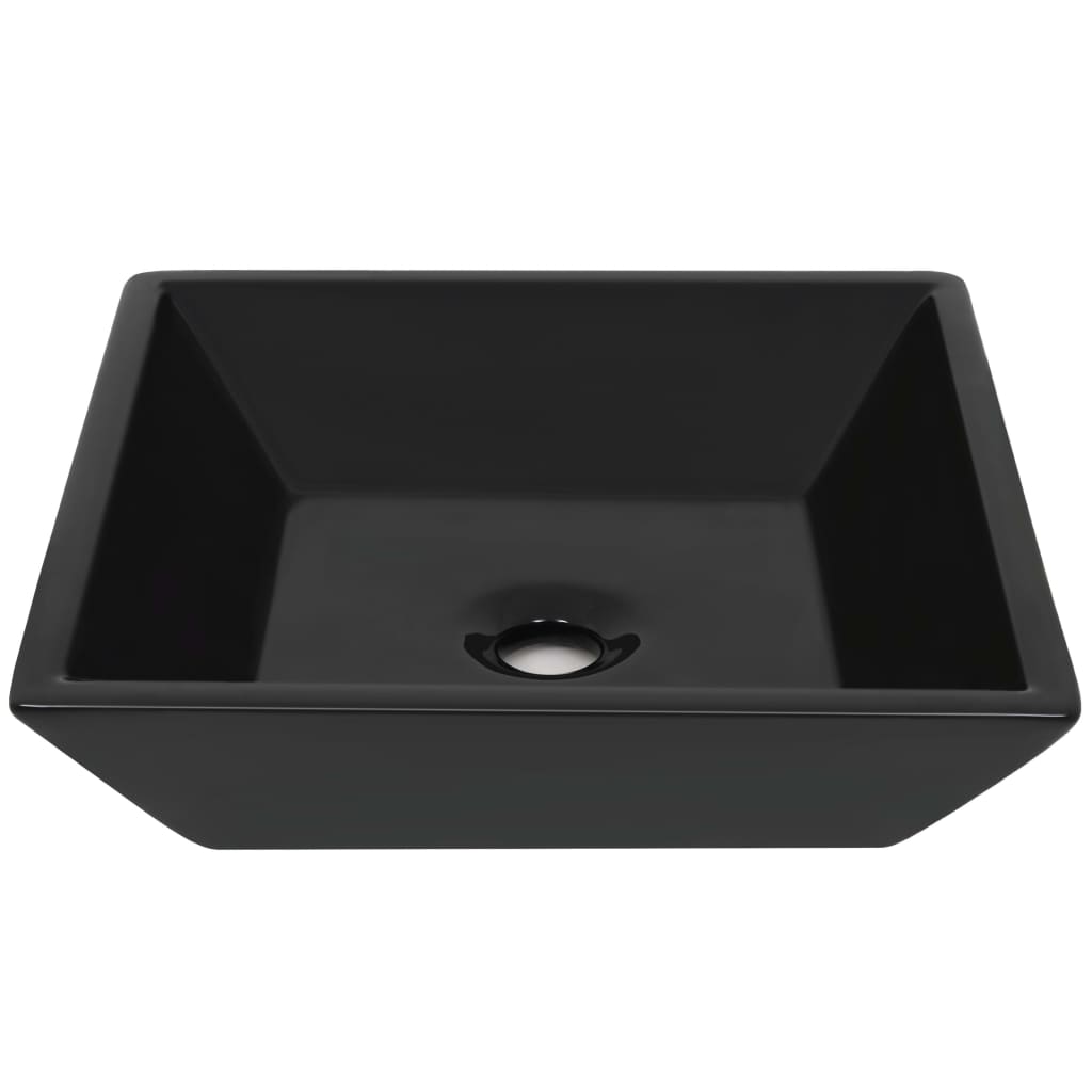 vidaXL Basin Ceramic Square Black 41.5x41.5x12 cm
