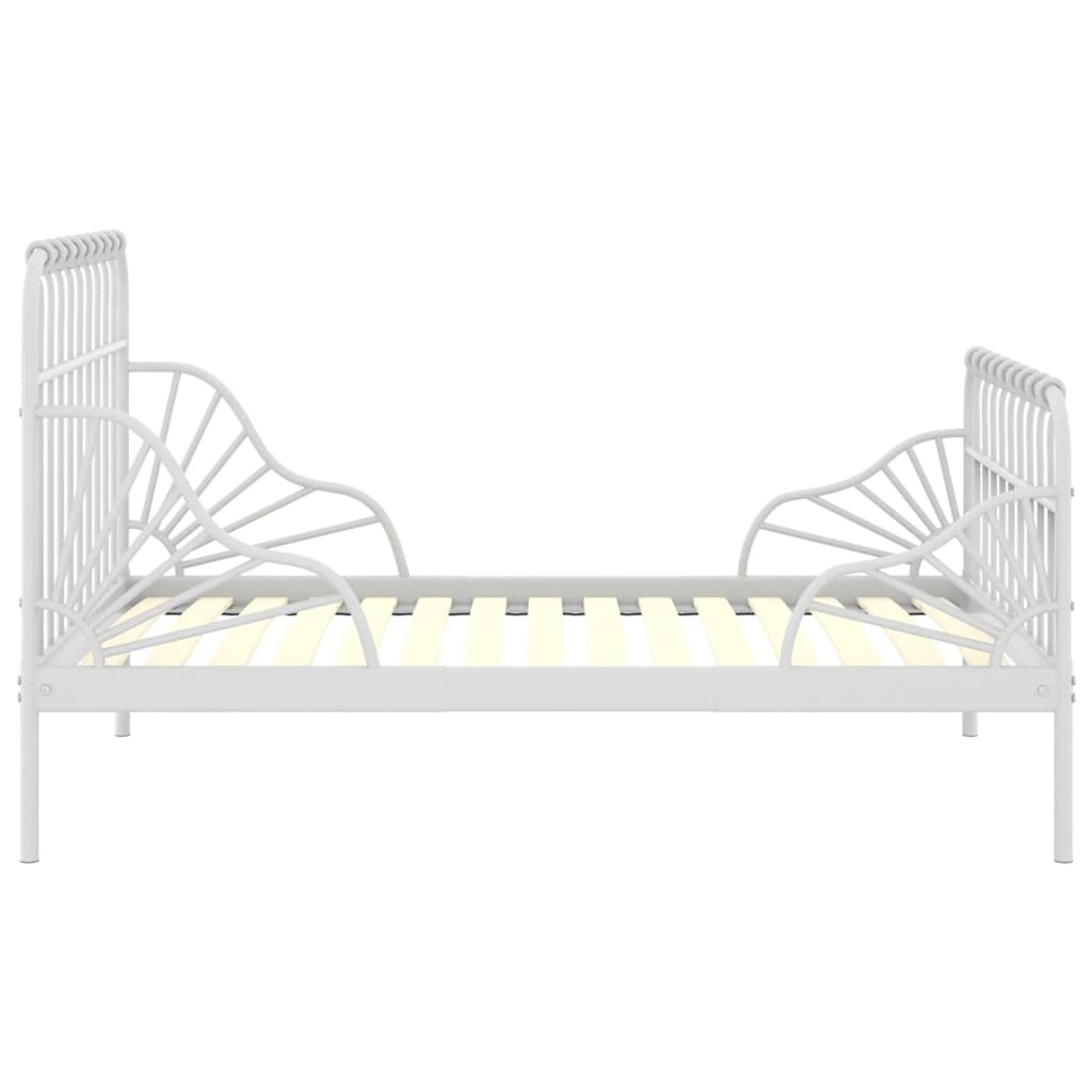 vidaXL Extendable Bed Frame White Metal 80x130/200 cm