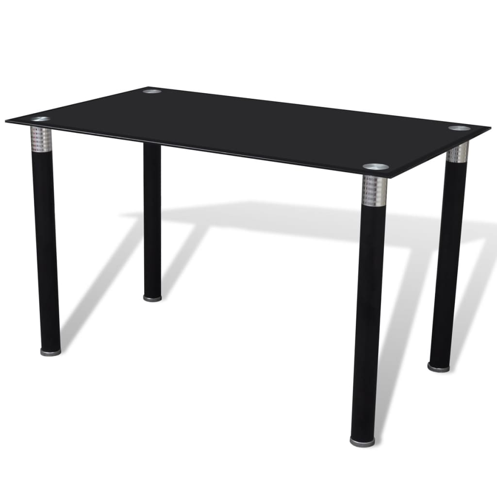 vidaXL Dining Table with Glass Top Black