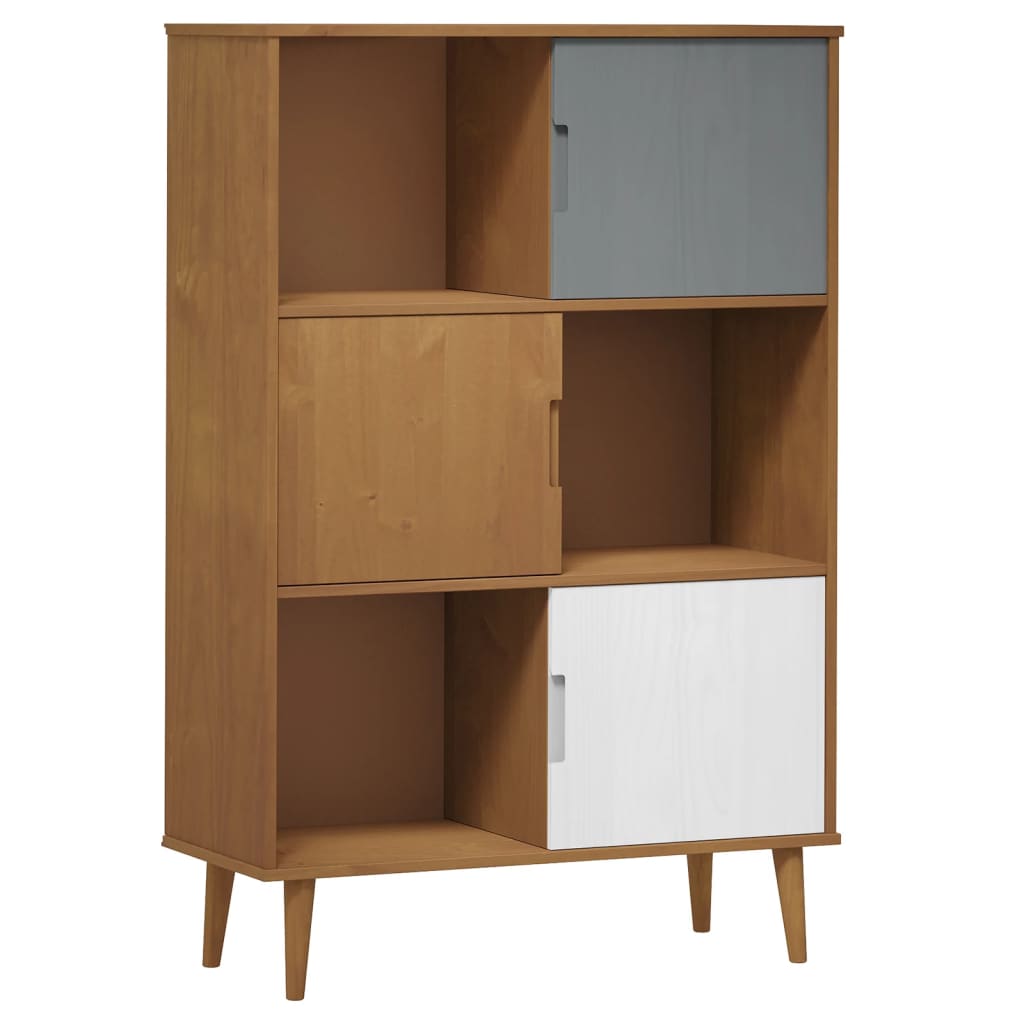 vidaXL Bookcase MOLDE Brown 90x35x133,5 cm Solid Wood Pine