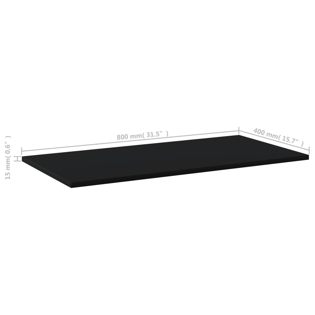 vidaXL Bookshelf Boards 8 pcs Black 80x40x1.5 cm Engineered Wood