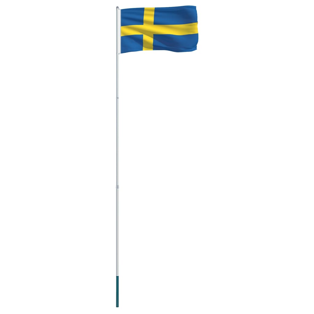vidaXL Sweden Flag and Pole Aluminium 4 m
