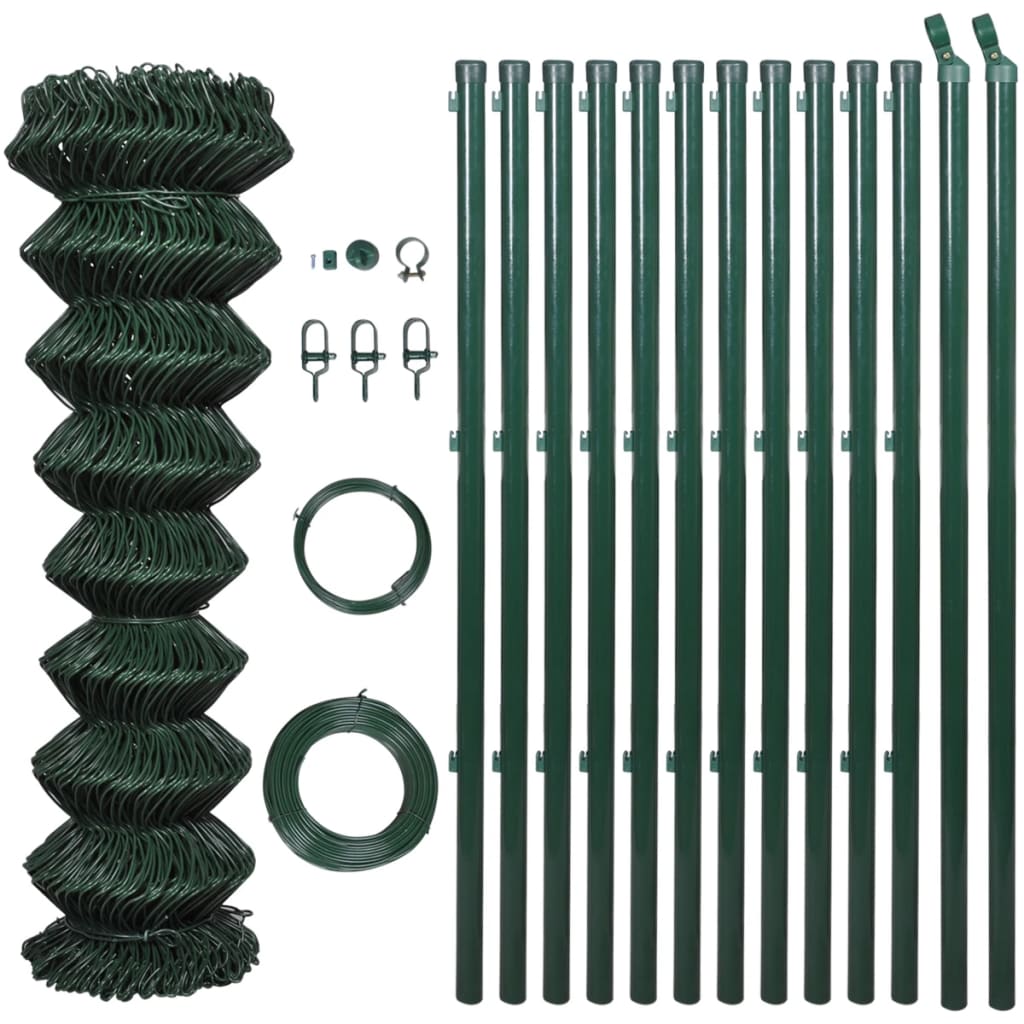vidaXL Chain Fence Steel 1,5x25 m Green(Substitution item)