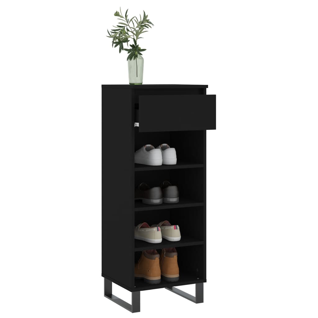 vidaXL Shoe Cabinet Black 40x36x105 cm Engineered Wood