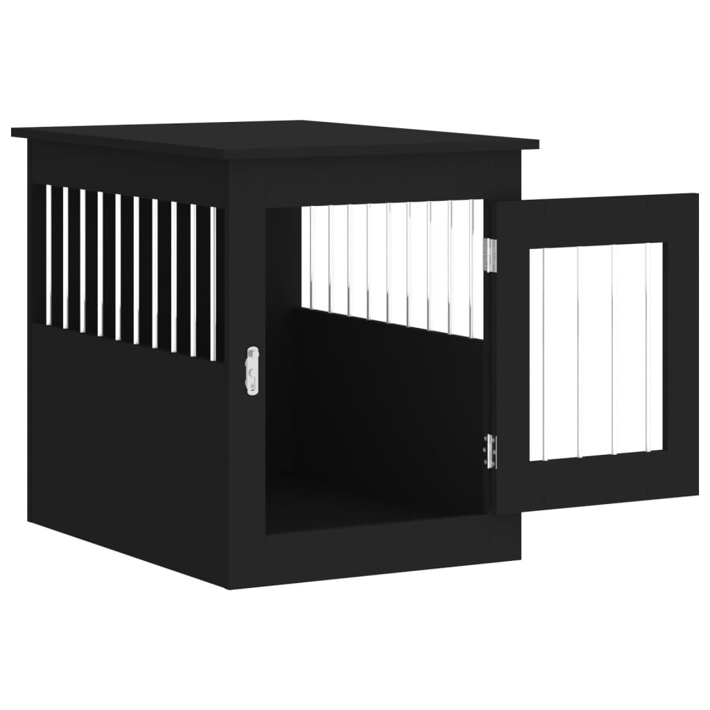 vidaXL Dog Crate Furniture Black 55x75x65 cm Engineered Wood