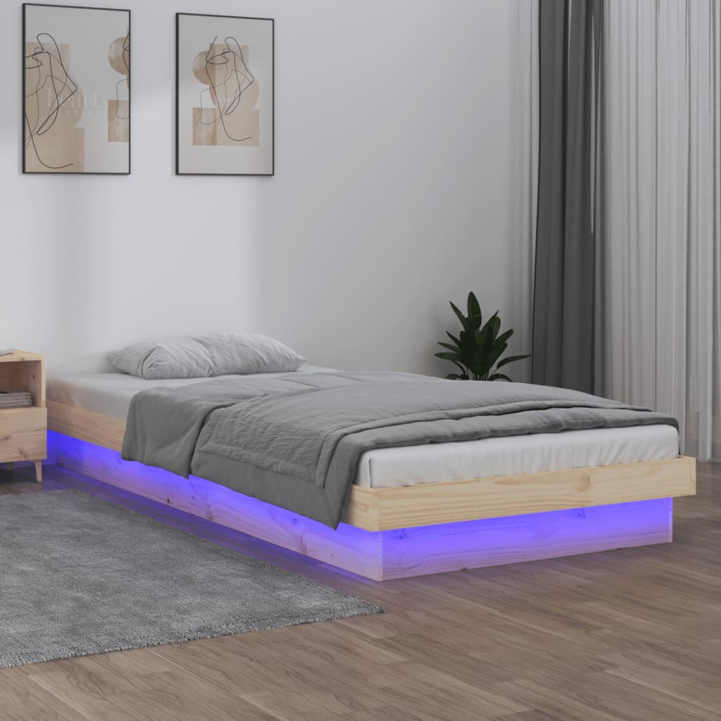 vidaXL LED Bed Frame 100x200 cm Solid Wood