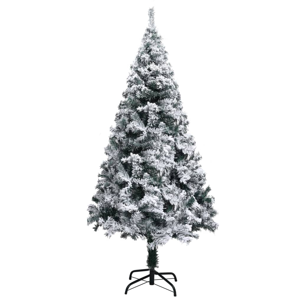 vidaXL Artificial Pre-lit Christmas Tree with Flocked Snow Green 180 cm