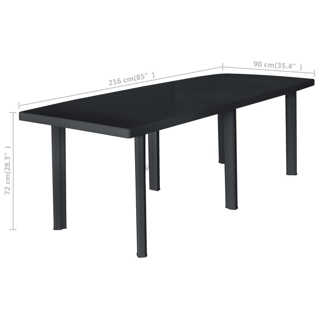 vidaXL Garden Table Anthracite 216x90x72 cm Plastic