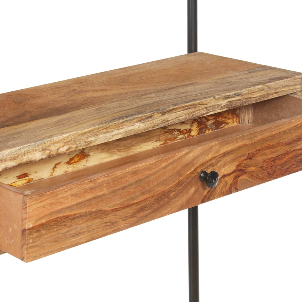 vidaXL 5-Tier Bookshelf 80x35x180 cm Solid Mango Wood and Steel