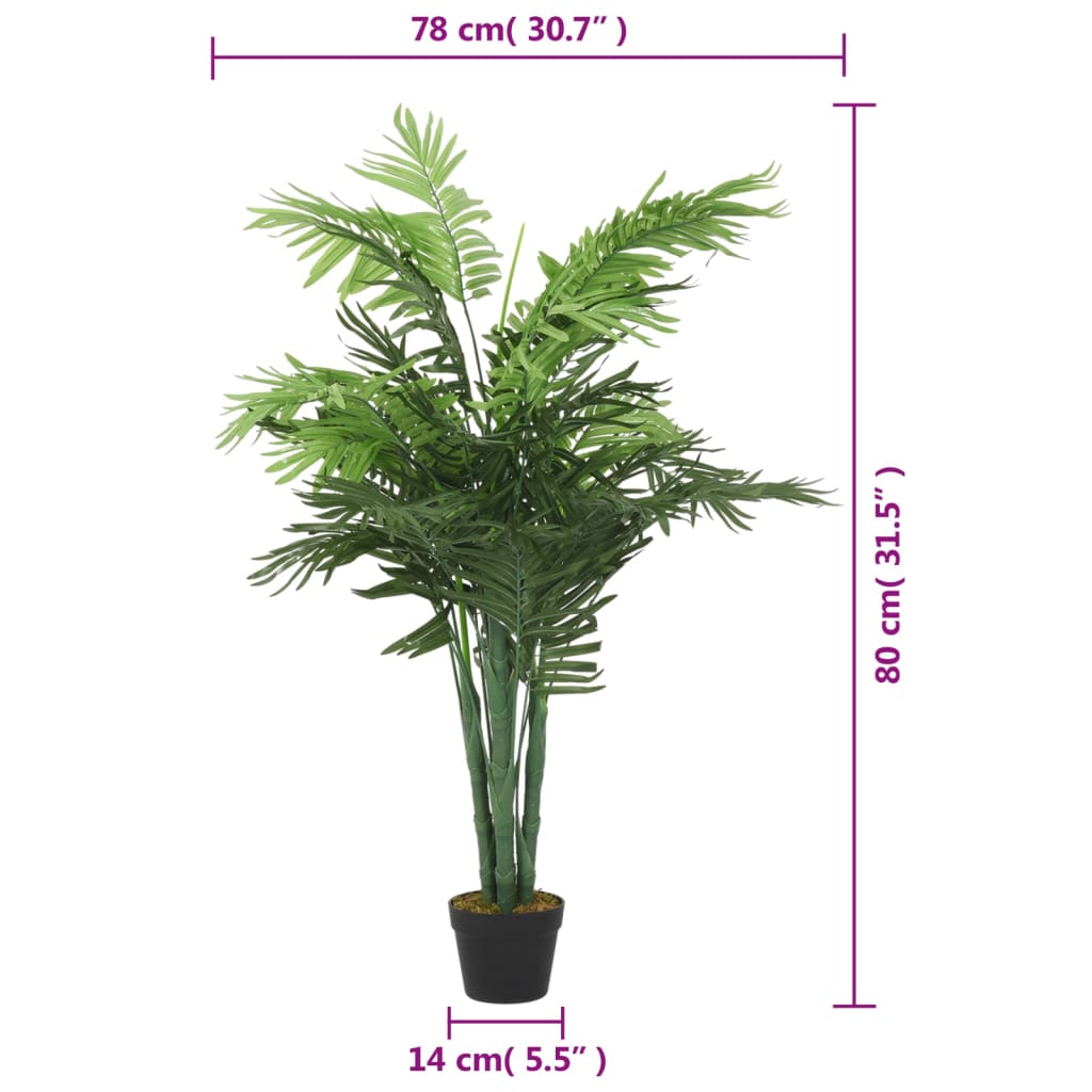 vidaXL Artificial Palm Tree 18 Leaves 80 cm Green