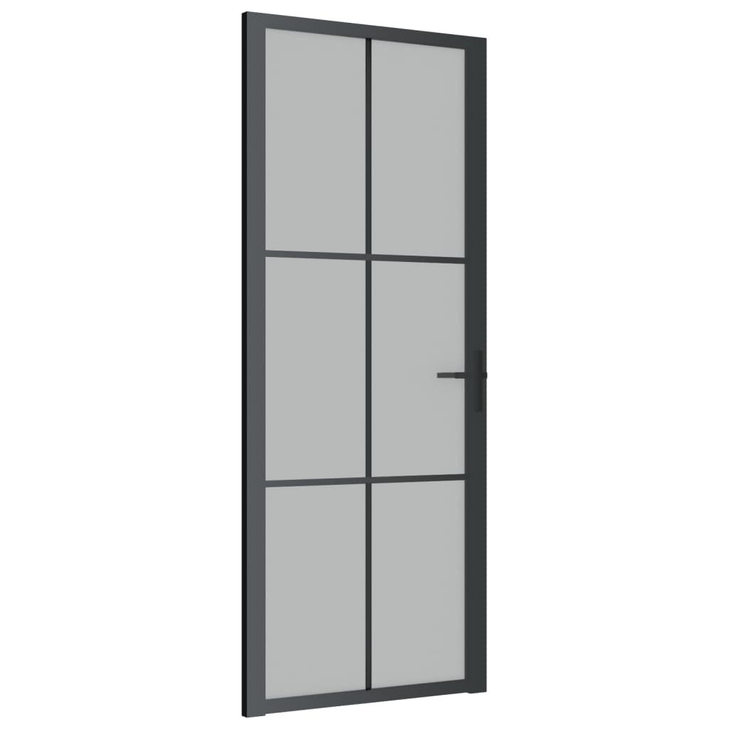 vidaXL Interior Door 83x201.5 cm Black Matt Glass and Aluminium