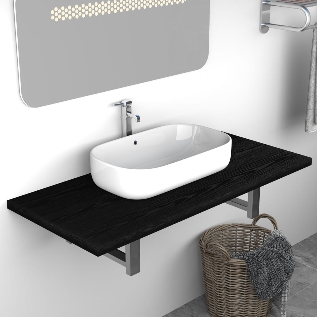 vidaXL Bathroom Wall Shelf for Basin Black 90x40x16.3 cm
