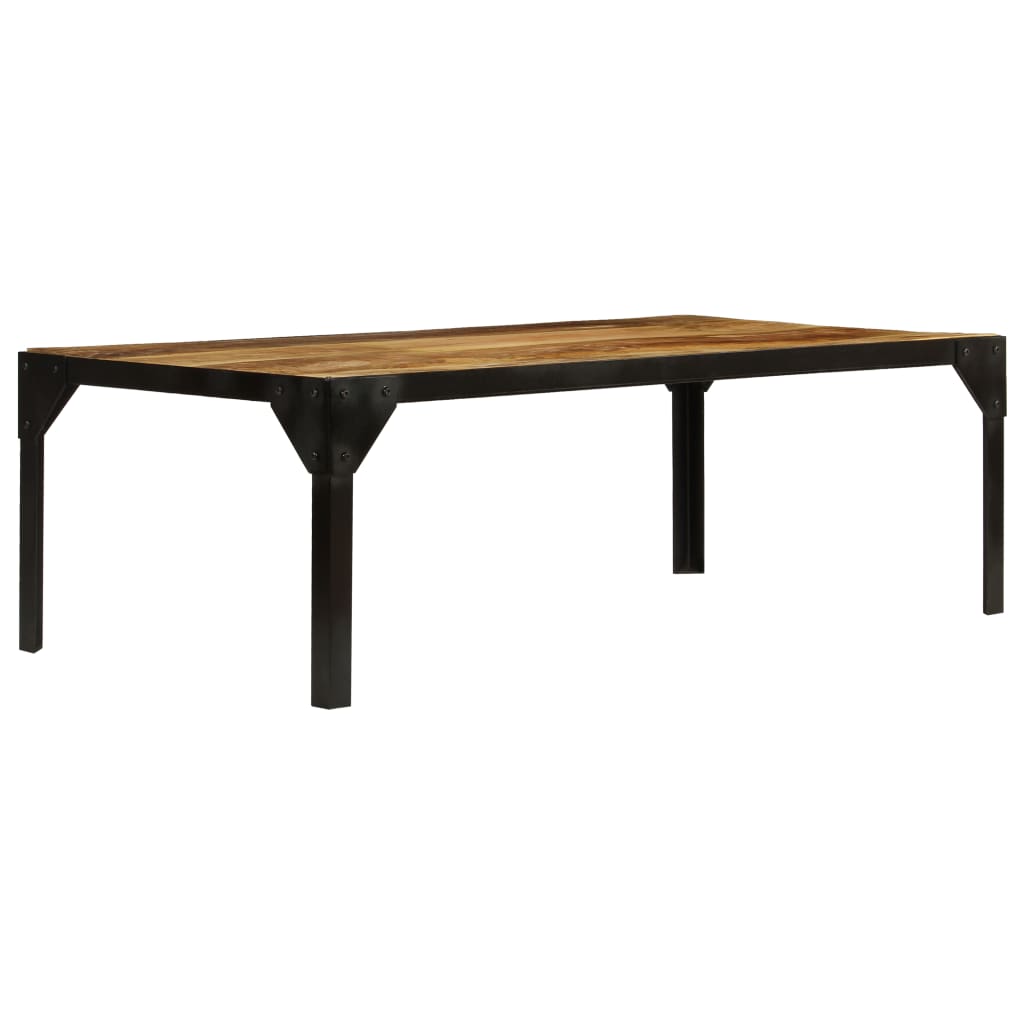 vidaXL Coffee Table Solid Rough Mango Wood and Steel 110 cm