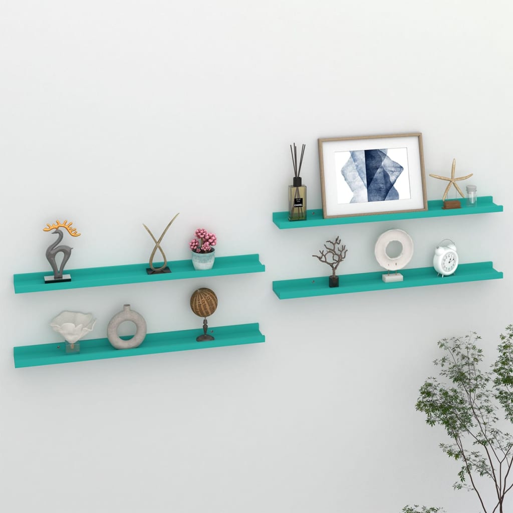 vidaXL Wall Shelves 4 pcs Blue 80x9x3 cm