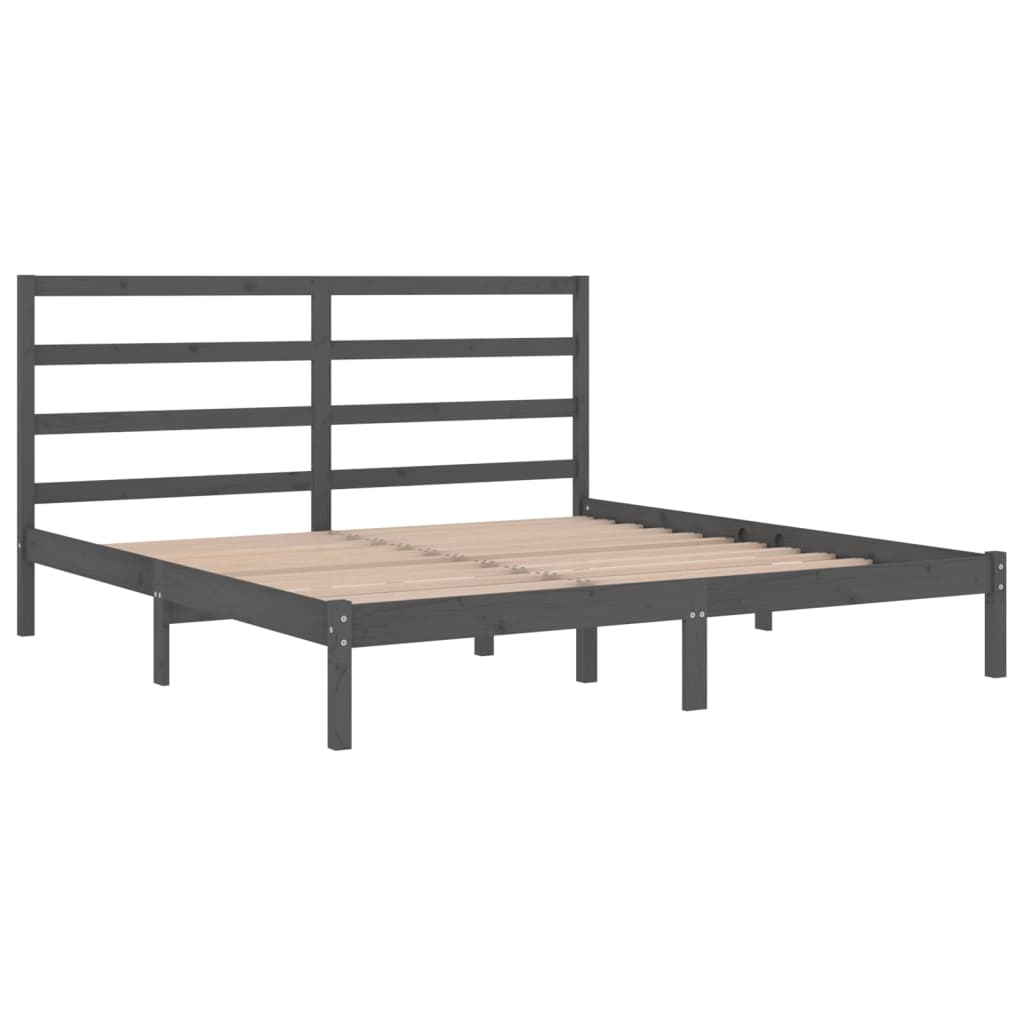 vidaXL Bed Frame Grey Solid Wood 180x200 cm Super King Size