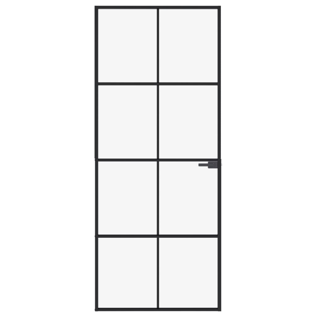 vidaXL Interior Door Black 83x201.5 cm Tempered Glass&Aluminium